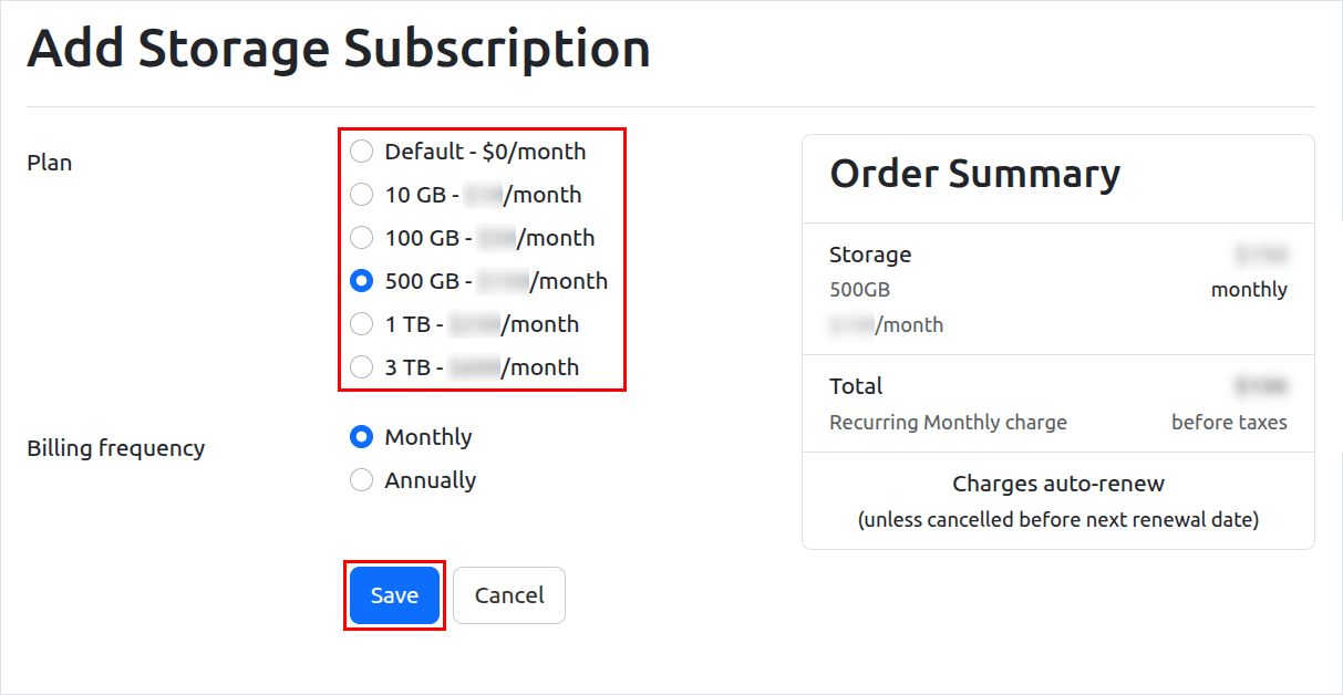 Purchase Recording Storage Add-on