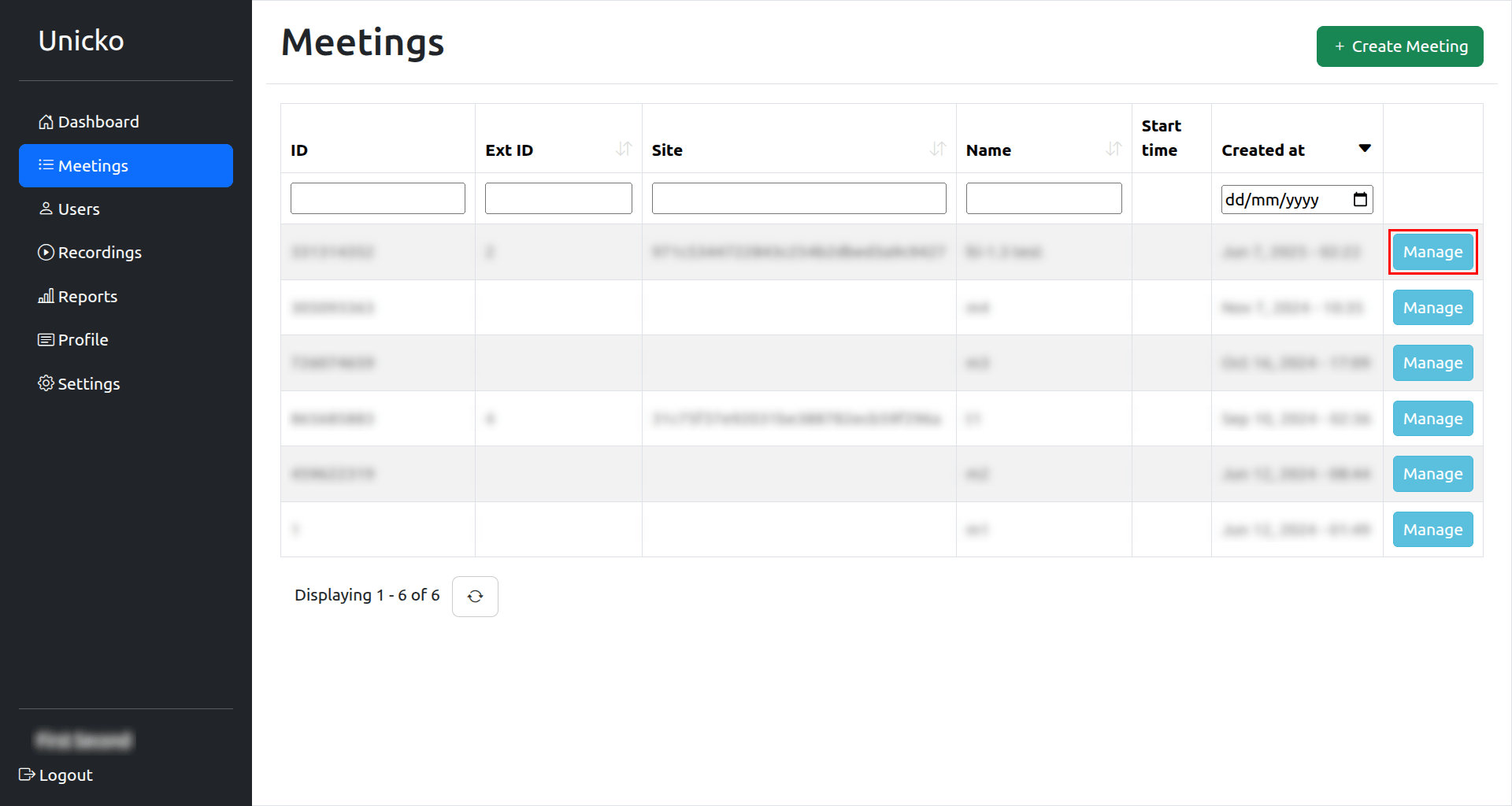 Manage Meeting