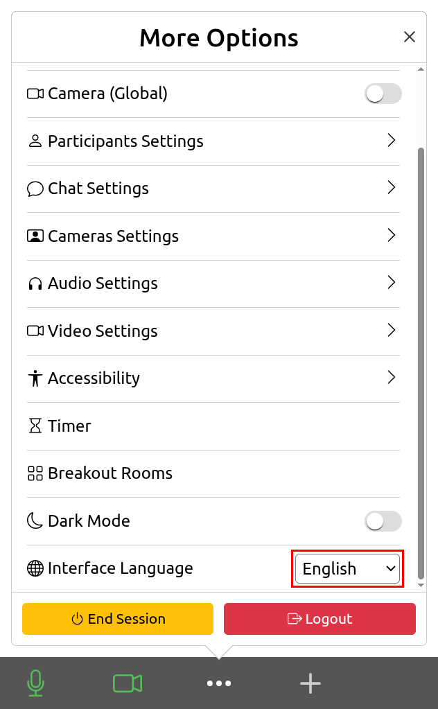 Select Interface Language