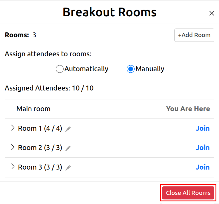 Close Breakout Rooms