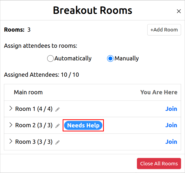 Breakout Room Needs Help