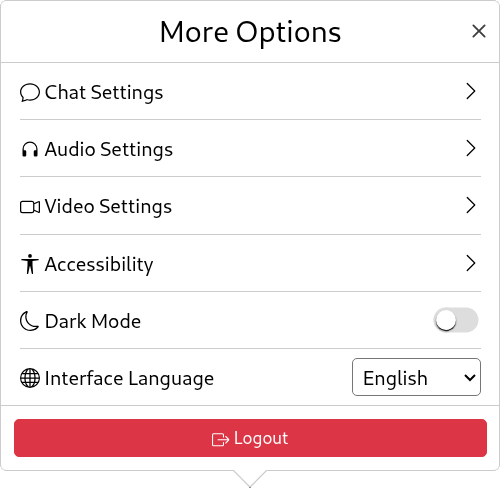 More Options Menu